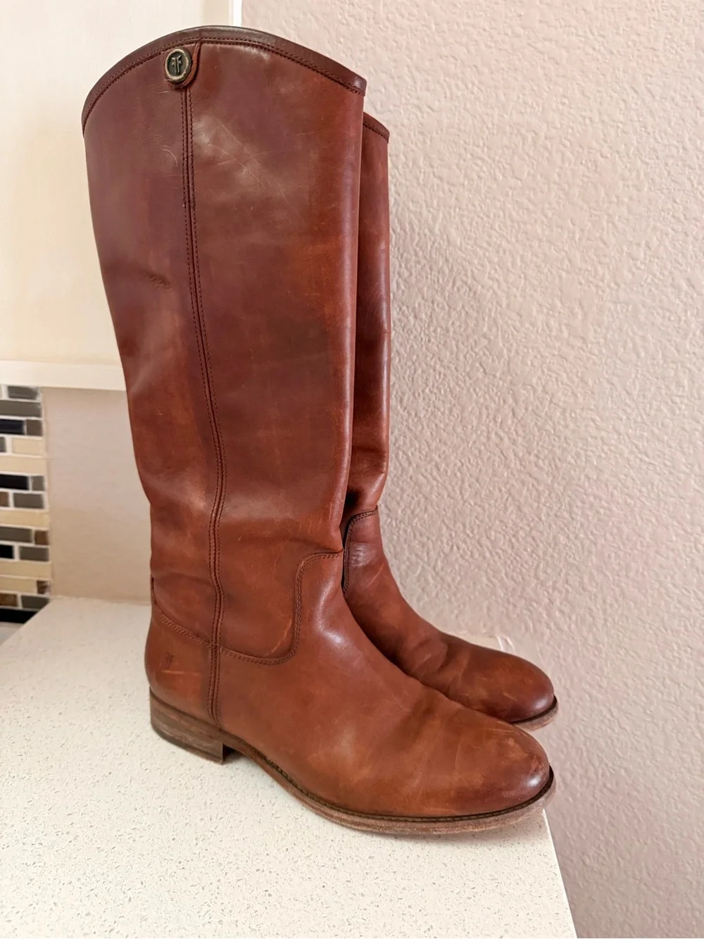 Frye Tall Leather Boots in Brown